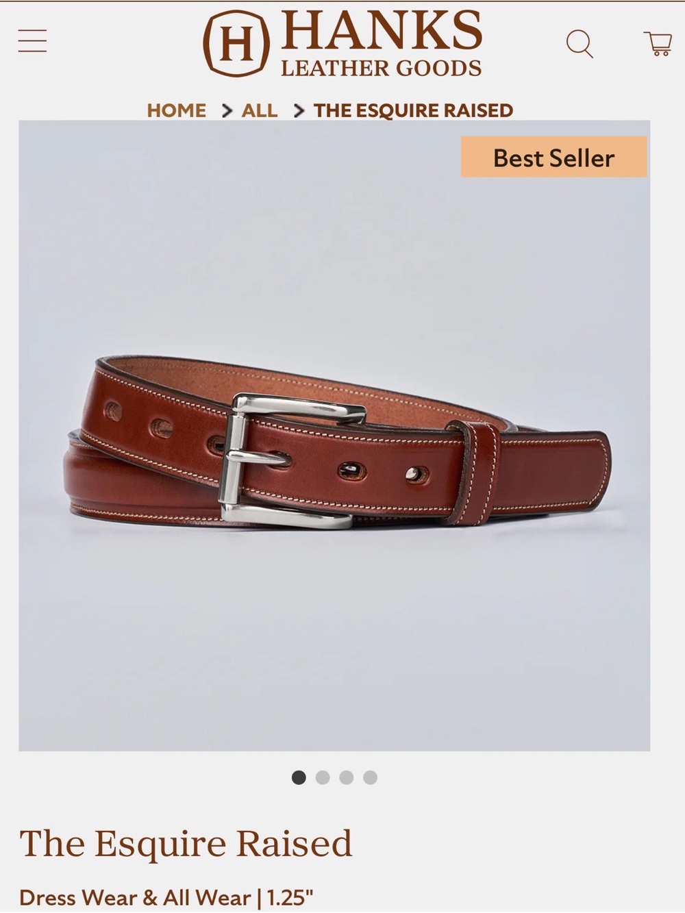 Hank’s Belts The Esquire Raised Size 34 in Oak - Picture 5 of 6